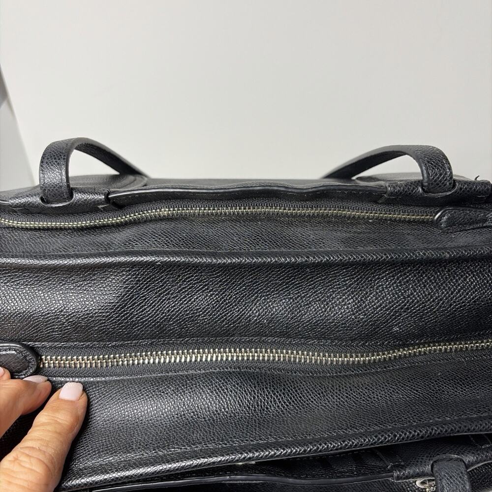 COACH Black Crossgrain Leather Diaper Bag Large Multifunction Tote Travel - Picture 6 of 13